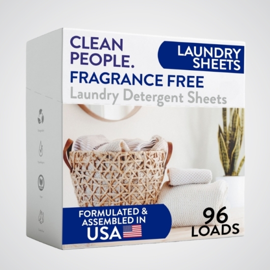 Clean People Laundry Detergent Sheets are scientifically formulated with simple, effective ingredients & no harsh chemicals to powerfully lift stains and leave you with fresh clothing.
Works with all washing machines: Top Loaders, Front Loaders, and HE (High Efficiency).  Works with Septic Tanks too! 
	
		
			
 Free Shipping & Returns

		 
	  
	
		
			 100%&nbsp;Organic Essential Oils 

		 
	  
	
		
			 Direct to Consumer Pricing