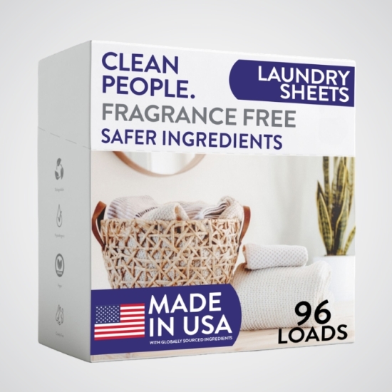 Clean People Laundry Detergent Sheets are scientifically formulated with simple, effective ingredients & no harsh chemicals to powerfully lift stains and leave you with fresh clothing.
Works with all washing machines: Top Loaders, Front Loaders, and HE (High Efficiency).  Works with Septic Tanks too! 
	
		
			
 Free Shipping & Returns

		 
	  
	
		
			 100%&nbsp;Organic Essential Oils 

		 
	  
	
		
			 Direct to Consumer Pricing