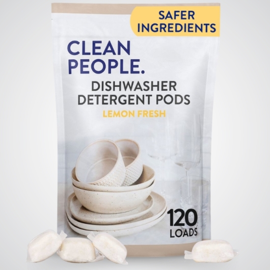 Clean People Dishwasher Detergent Powder is boosted with powerful enzymes to cut through grease & stuck-on food stains, leaving dishes sparkling clean without residue, streaks, or other mineral build-up. This simple, yet effective formula is free from harsh chemicals and synthetic fragrance making it the safer choice for your family and the environment!
Our pouches use as much as 60% less plastic and take approximately 50% less energy to produce with far lower CO2 emissions to transport and store than a rigid container, making pouches a more environmentally friendly choice.