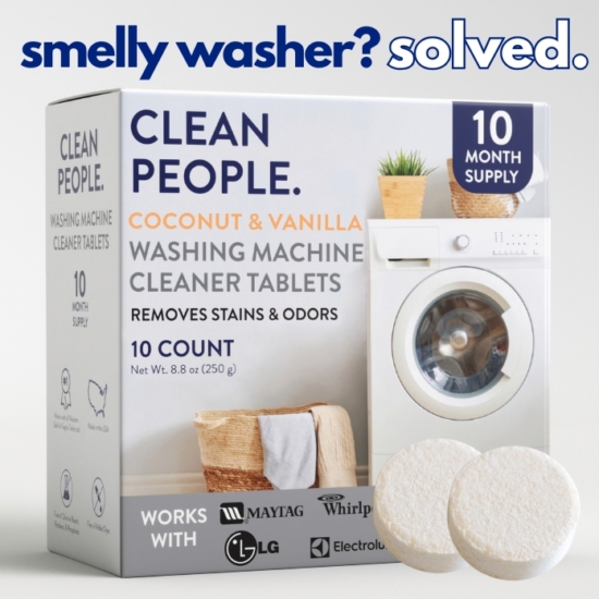 Removes Stains & Odors to keep your Washing Machine looking & smelling fresh!
Penetrates Deep Inside Washing Machine Components to Remove Grime and Scale Build Up
Works with both Top, Front Load, and HE Washers
Simple, Effective, Plant & Mineral Based Cleaning Ingredients