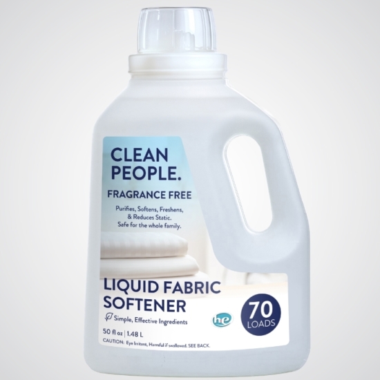 CLEAN PEOPLE Liquid Fabric Softener reduces static, softens fabrics, removes odors, and combats hard water with only 8 simple ingredients that are safe for the whole family. This is one of the ONLY liquid fabric softeners on the market to deliver powerful performance without harmful chemicals.
FREE FROM: Sulfates (SLS, SLES, and Sulfonates), 1,4 Dioxane, Parabens, Phthalates, Quaternary Ammonium Compounds (Quats or QACs), Dyes, Animal-Derived Ingredients, Alcohol, Phosphates, Formaldehyde
&nbsp;