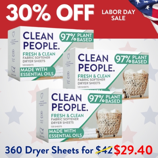 Black Friday Sale: We are offering a YEAR’S worth (360 Loads) of our Fabric Softener Dryer Sheets for 30% OFF.

***Because this Bundle is already discounted 30%, coupon codes do not apply to it!