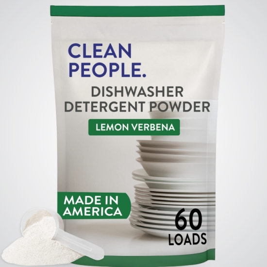 Clean People Dishwasher Detergent Powder is boosted with powerful enzymes to cut through grease & stuck-on food stains, leaving dishes sparkling clean without residue, streaks, or other mineral build-up. This simple, yet effective formula is free from harsh chemicals and synthetic fragrance making it the safer choice for your family and the environment!