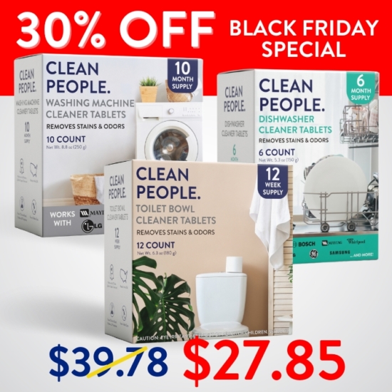 Want to try them all before stocking up? This bundle gives you a 10-count of Washing Machine Cleaner Tablets, a 12-pack of Toilet Cleaner Tablets, and a 6-pack of Dishwasher Cleaner Tablets — all in one convenient set!
Buying the Cleaning Tablet Sampler Pack for $27.85 saves you $11.93!


***Because this Bundle is already discounted 30%, coupon codes do not apply to it!