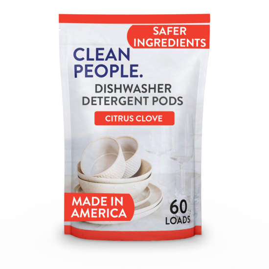 Clean People Dishwasher Detergent Powder is boosted with powerful enzymes to cut through grease & stuck-on food stains, leaving dishes sparkling clean without residue, streaks, or other mineral build-up. This simple, yet effective formula is free from harsh chemicals and synthetic fragrance making it the safer choice for your family and the environment!
Our pouches use as much as 60% less plastic and take approximately 50% less energy to produce with far lower CO2 emissions to transport and store than a rigid container, making pouches a more environmentally friendly choice.
