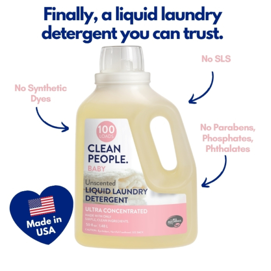  Introducing CLEAN PEOPLE Baby Liquid Laundry Detergent. Let