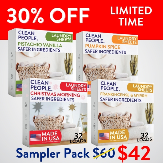 Want to sample all our Limited Edition laundry sheet scents before you go all in on one? We got you! The Limited Edition: Laundry Sheets Sampler Pack gives you 32 sheets EACH of Pistachio Vanilla, Pumpkin Spice, Christmas Morning, & Frankincense & Myrrh - total of 128 sheets.
Buying the Limited Edition: Laundry Sheets Sampler Pack for $42 saves you $18!


***Because this Bundle is already discounted 30%, coupon codes do not apply to it!