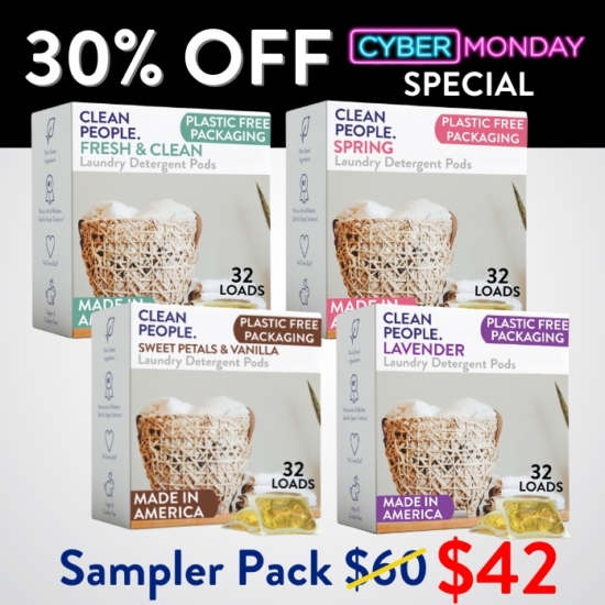 Want to sample all our laundry pod scents before you go all in on one? We got you! The sampler pack gives you 32 pods EACH of Fresh and Clean, Spring, Sweet Petals and Lavender - total of 128 pods.
Buying the Laundry Pod Sampler Pack for $42 saves you $18!


***Because this Bundle is already discounted 30%, coupon codes do not apply to it!