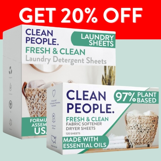 Our best-selling laundry detergent duo! 96-count sheets bundled with 120-count dryer sheets. NO 1,4 dioxane, phosphates, parabens, artificial dyes or animal fats. This duo leaves your clothes feeling soft with reduced static cling. 
Works with all washing machines: Top Loaders, Front Loaders, and HE (High Efficiency).  Works with Septic Tanks too!