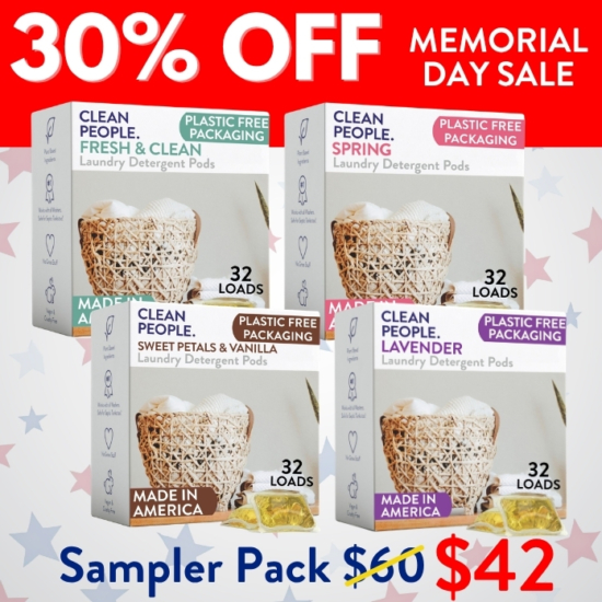 Want to sample all our laundry pod scents before you go all in on one? We got you! The sampler pack gives you 32 pods EACH of Fresh and Clean, Spring, Sweet Petals and Lavender - total of 128 pods.
Buying the Laundry Pod Sampler Pack for $42 saves you $18!


***Because this Bundle is already discounted 30%, coupon codes do not apply to it!