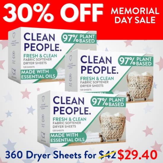 Black Friday Sale: We are offering a YEAR’S worth (360 Loads) of our Fabric Softener Dryer Sheets for 30% OFF.

***Because this Bundle is already discounted 30%, coupon codes do not apply to it!