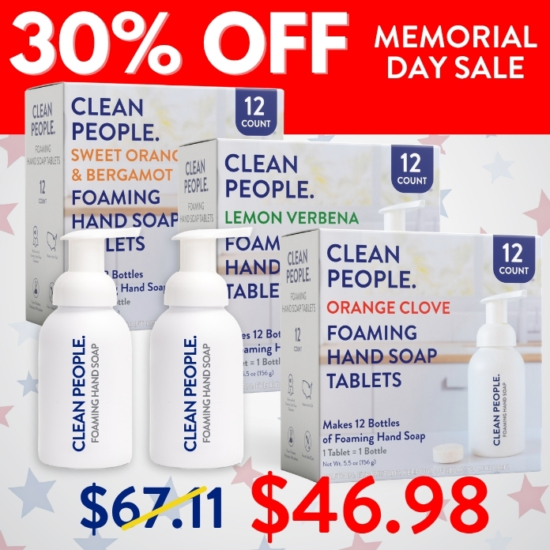 Want to try all our Foaming Hand Soap scents before picking a favorite? We got you! The sampler pack gives you 12 tablets EACH of Orange Clove, Lemon Verbena, and Sweet Orange & Bergamot – total of 36 tablets.
Buying the Foaming Hand Soap Sampler Pack for $46.98 saves you $20.13!


***Because this Bundle is already discounted 30%, coupon codes do not apply to it!