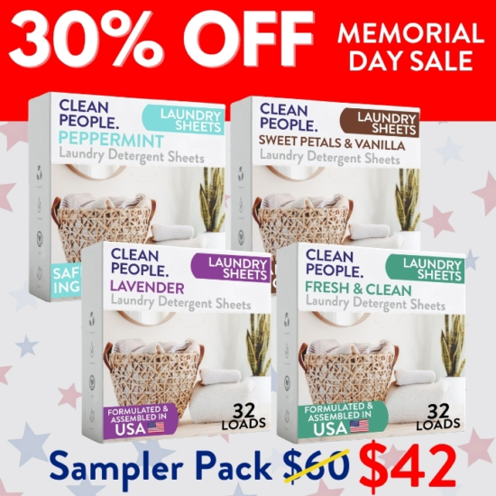 Want to sample all our laundry sheet scents before you go all in on one? We got you! The sampler pack gives you 32 sheets EACH of Fresh Scent, Sweet Petals & Vanilla, Lavender and Spring - total of 128 sheets.
Buying the Laundry Sheets Sampler Pack for $42 saves you $18!


***Because this Bundle is already discounted 30%, coupon codes do not apply to it!