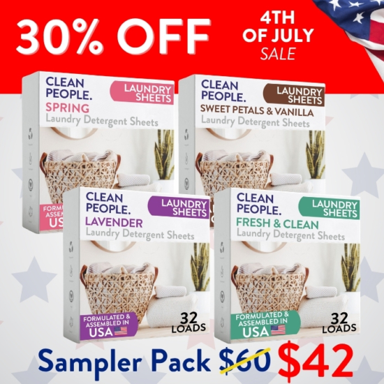 Want to sample all our laundry sheet scents before you go all in on one? We got you! The sampler pack gives you 32 sheets EACH of Fresh Scent, Sweet Petals & Vanilla, Lavender and Spring - total of 128 sheets.
Buying the Laundry Sheets Sampler Pack for $42 saves you $18!


***Because this Bundle is already discounted 30%, coupon codes do not apply to it!